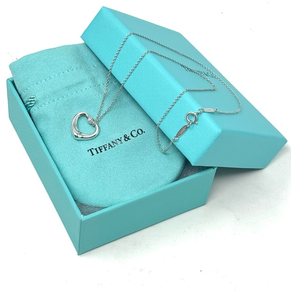 Authentic Tiffany & CO. Elsa Peretti  Pink Sapphire Open Heart Neck… - Picture 10 of 15